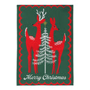 Holiday Deer and Tree Burlap Flag With Rippled Edge Garden
