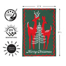 Holiday Deer and Tree Burlap Flag With Rippled Edge Garden