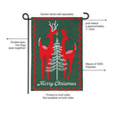 Holiday Deer and Tree Burlap Flag With Rippled Edge Garden