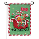 North Pole Treats Sleigh Burlap Garden Flag Garden