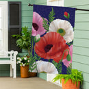 Poppy Trio Burlap House Flag