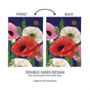 Poppy Trio Burlap House Flag
