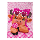 Lovely Laverne The Highland Cow Burlap House Flag
