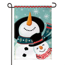 Snowman Pair Burlap Flag Garden