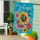Colorful Summer Blooms Burlap House Flag