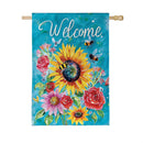 Colorful Summer Blooms Burlap House Flag