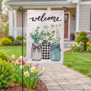 Welcome Farmhouse Jar Trio Burlap Flag Garden
