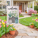 Welcome Farmhouse Jar Trio Burlap Flag Garden
