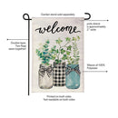 Welcome Farmhouse Jar Trio Burlap Flag Garden