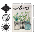 Welcome Farmhouse Jar Trio Burlap Flag House
