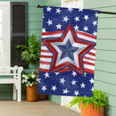 Patriotic Star Power Burlap House Flag
