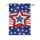 Patriotic Star Power Burlap House Flag