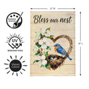 Bless Our Nest Floral Wreath Burlap Garden Flag Garden