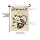 Bless Our Nest Floral Wreath Burlap Garden Flag Garden
