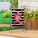 Striped Hearts Burlap Garden Flag