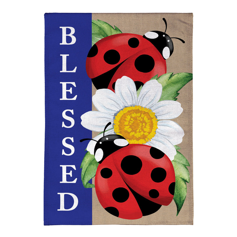 Welcoming Ladybugs Burlap House Flag