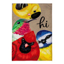 Cottage Garden Portly Birds Peeping Burlap Garden Flag