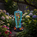 Cottage Garden Bird Feeder, ArtGlass Hummingbird Feeder, Glow in Dark, Rainbow Confetti