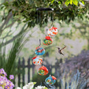 Cottage Garden Bird Feeder, Art Glass Hanging Hummingbird Feeder, Dark Blue