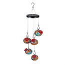 Cottage Garden Bird Feeder, Art Glass Hanging Hummingbird Feeder, Dark Blue