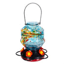 Cottage Garden Bird Feeder, ArtGlass Hummingbird Feeder, Glow in Dark, Blue Confetti