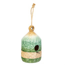 Cottage Garden Bird House, Ceramic Hanging Sage Green Crackle Glaze