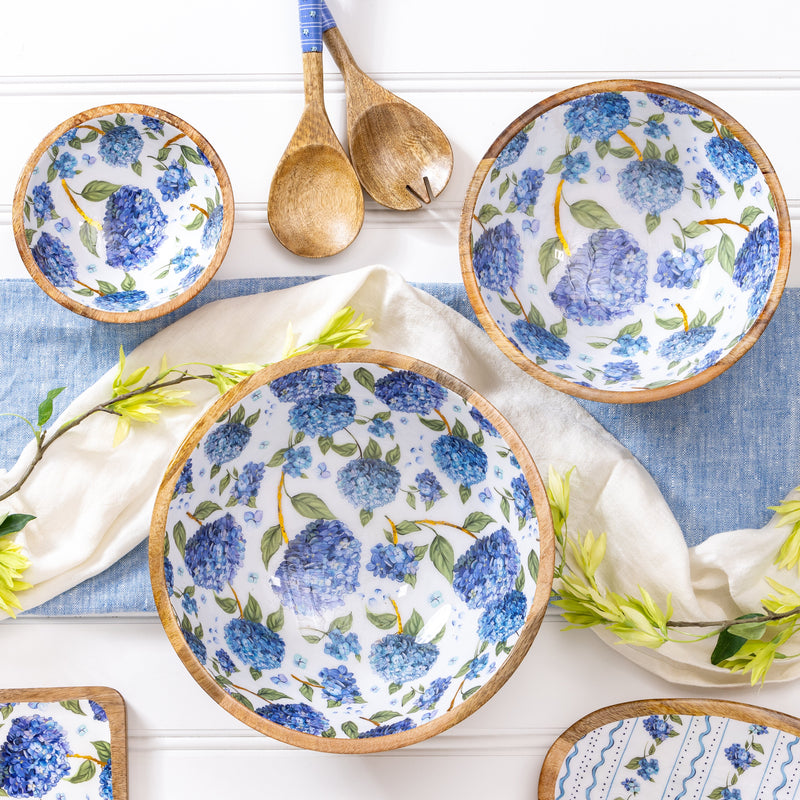 VivaStyle Bowl, Wood Bowl Set, Hydrangea, Set of 3