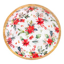 VivaStyle Poinsettia Bliss Bowl, Wood Bowl Set, Set of 3