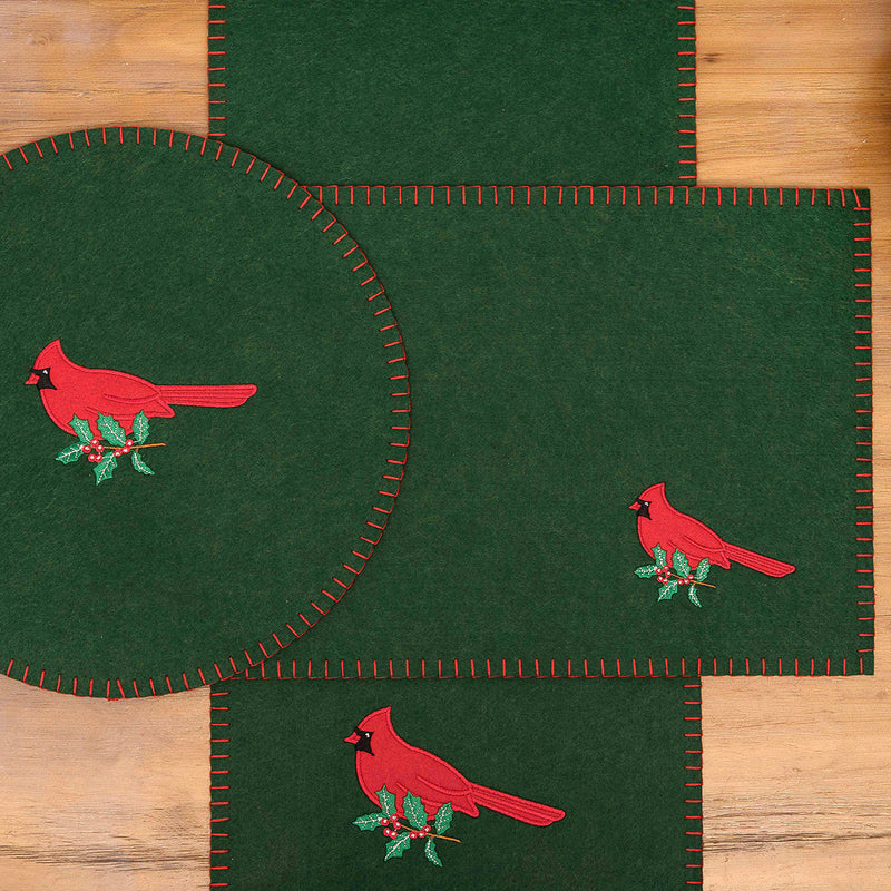 Cardinal Holly Felt Placemat