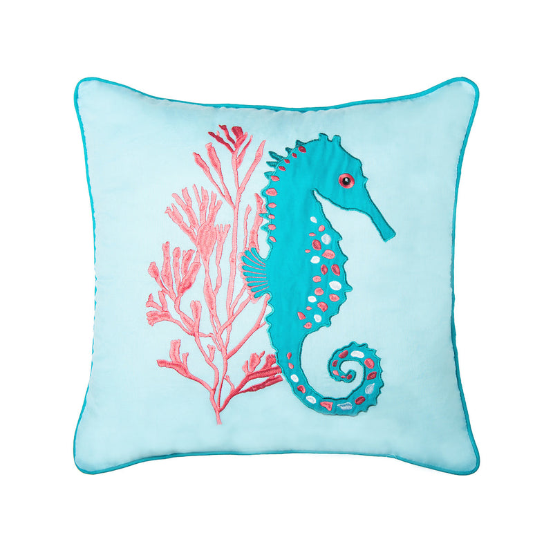 Seahorse & Coral Pillow