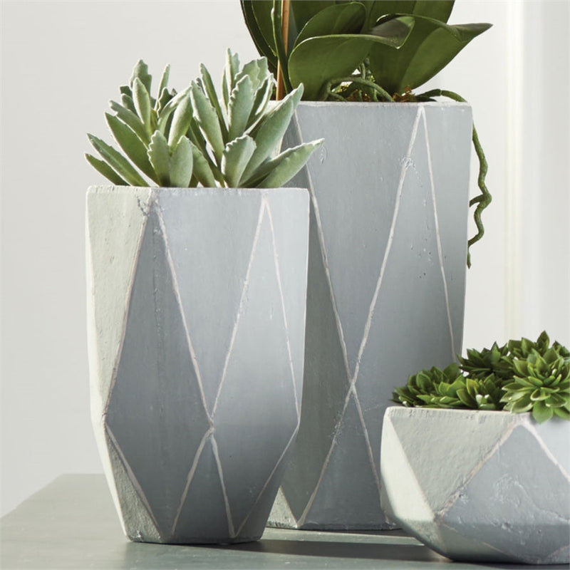 Napa Home Garden,  GEOMETRIC 6" PLANTR LT CHARCOAL GY,cd213gy