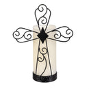 Simple Blessings LED Candle with Flickering Flame and Cross Metal Holder, With God All Things, 9.5"H