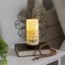 Simple Blessings LED Candle with Flickering Flame and Floral Metal Holder, Fueled by Faith, 9.25"H
