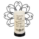 Simple Blessings LED Candle with Flickering Flame and Floral Metal Holder, Fueled by Faith, 9.25"H