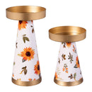 VivaStyle Sunflower Fields Candle Holder, Metal, Set of 2