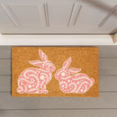 Welcome Leaf Pattern Bunny Coir Mat