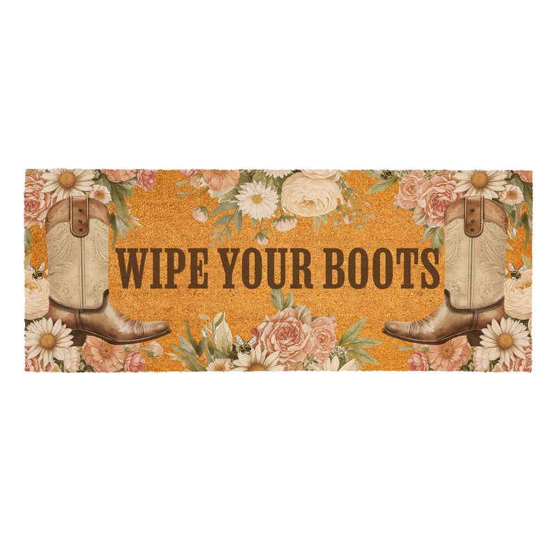 Petal & Plow Floral Boots, Coir Mat, 60"x24"