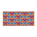 American Classic Red White & Bows Flocked Coir Sassafras Switch Mat, Patriotic Plaid, 22"x10"