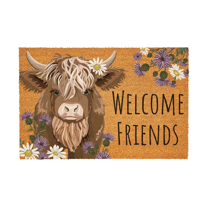 Petal & Plow Highland Cow Coir Mat, 36"x24"