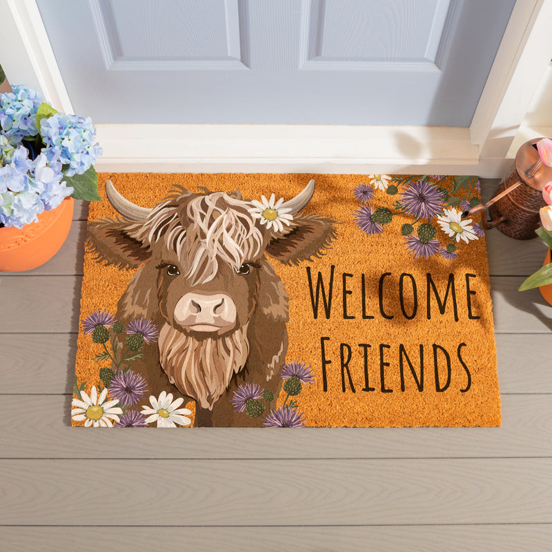 Petal & Plow Highland Cow Coir Mat, 36"x24"