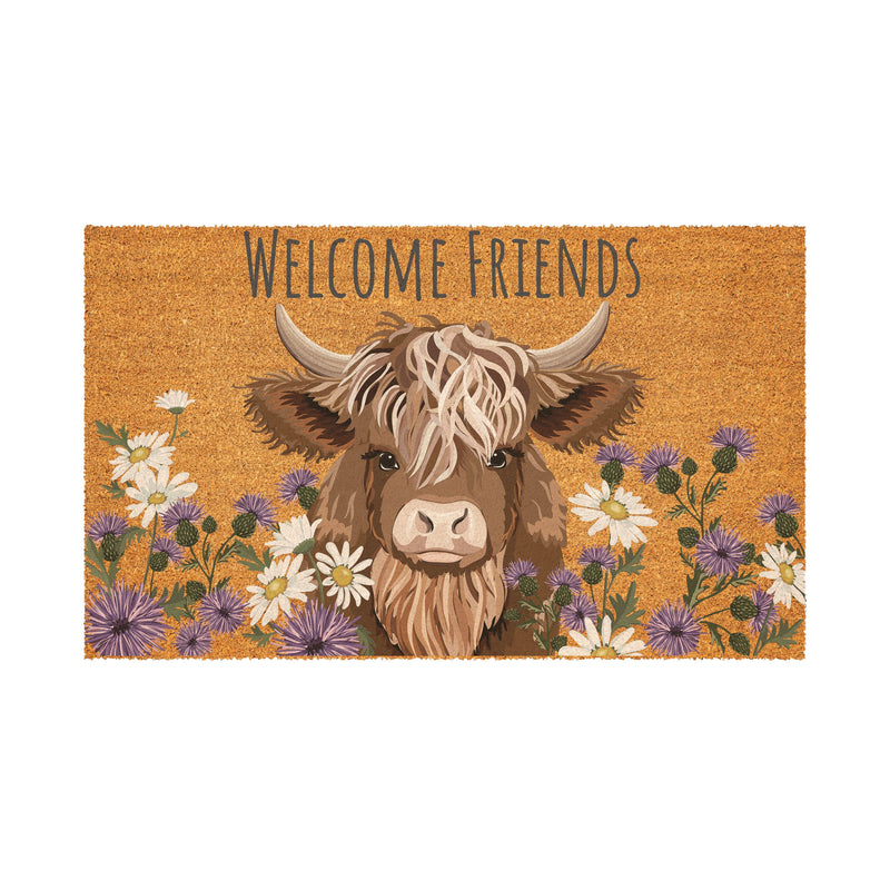 Petal & Plow Highland Cow, Coir Mat 30"x18"