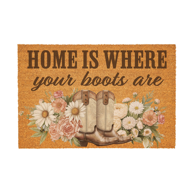 Petal & Plow Floral Boots, Coir Mat, 36"x24"