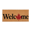 Canada Strong Maple Leaf Flocked Coir Sassafras Switch Mat, "Welcome", 22"x10"