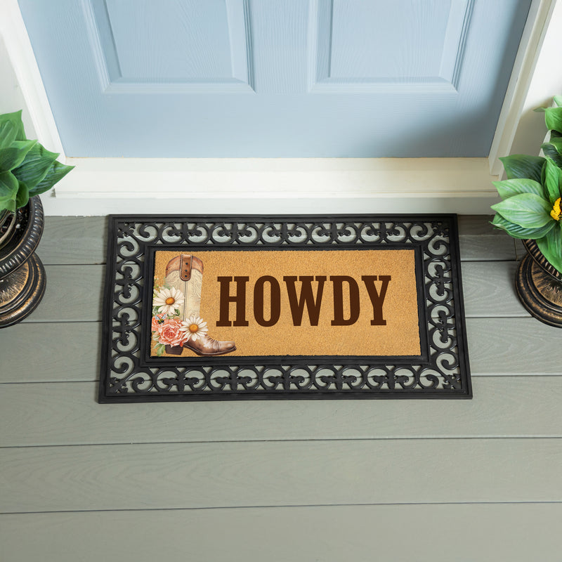 Petal & Plow Floral Boots, Flocked Coir Sassafras Switch Mat 22"x10"