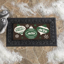 New York Jets Holiday Flocked Coir Sassafras Switch Mat, 22"x10"