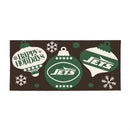 New York Jets Holiday Flocked Coir Sassafras Switch Mat, 22"x10"