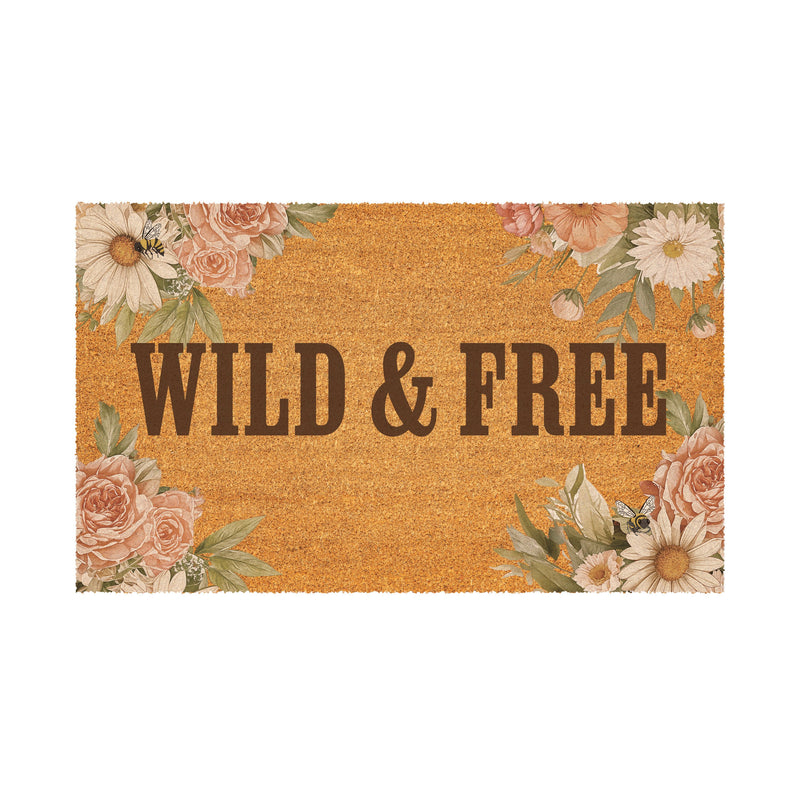 Petal & Plow Floral Boots Coir Mat, 30"x18"