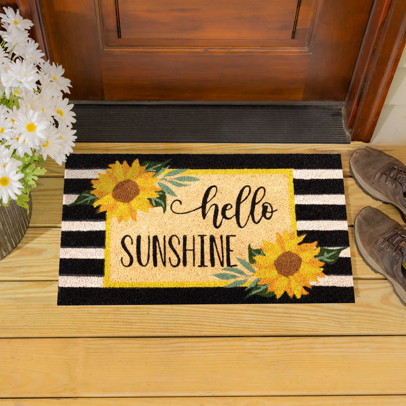 Hello Sunshine Plaid Coir Mat