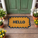 Seaside Retreat Scalloped Hello Shaped Coir Mat
