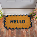 Seaside Retreat Scalloped Hello Shaped Coir Mat